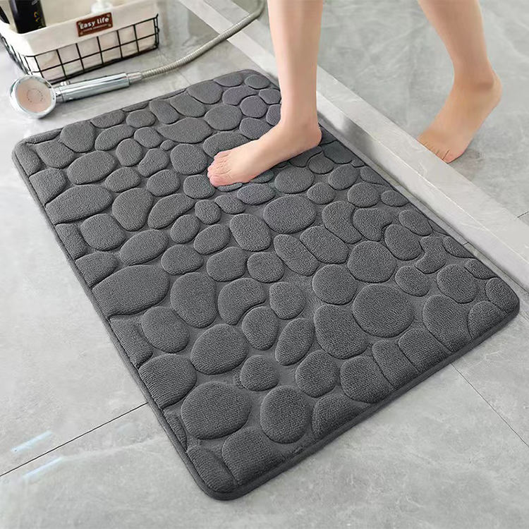 Mercan polar kabartmalı taş banyo paspası